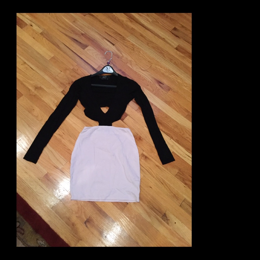 Nasty Gal black and pink cutout cotton dress